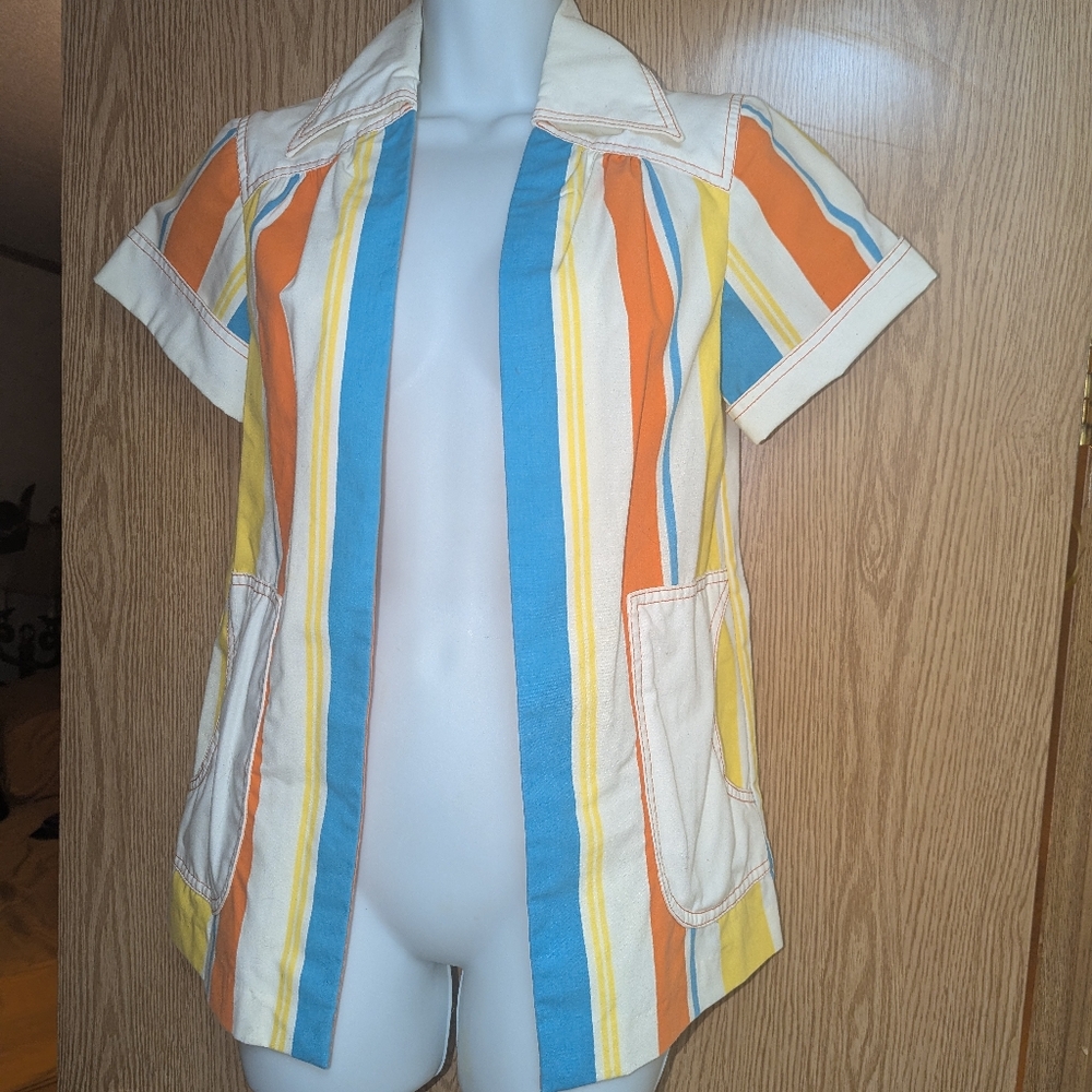 Vintage 70s The Strawberry Plant Dorothy Schoelen Striped Collar Shirt
